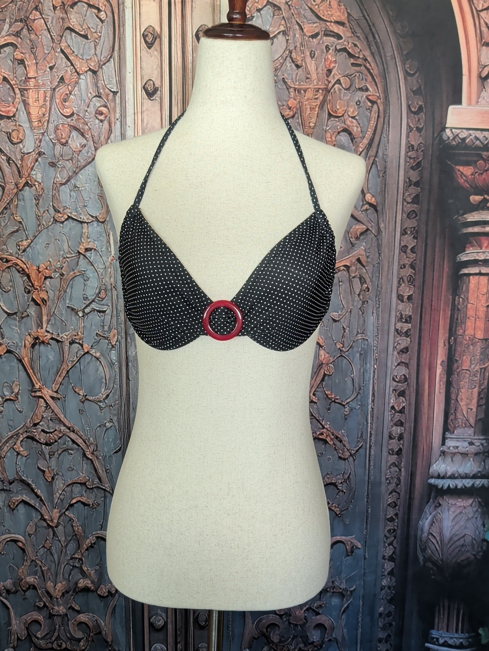 Vintage-Style Polkadot Bikini Top